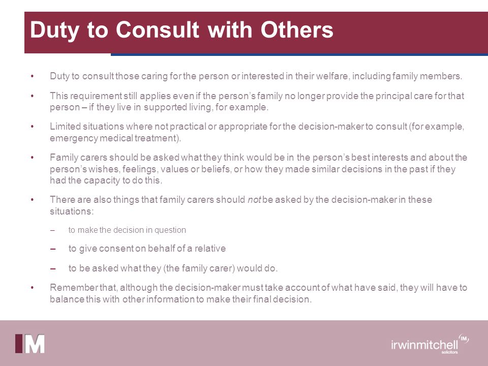 Duty to Consult with Others