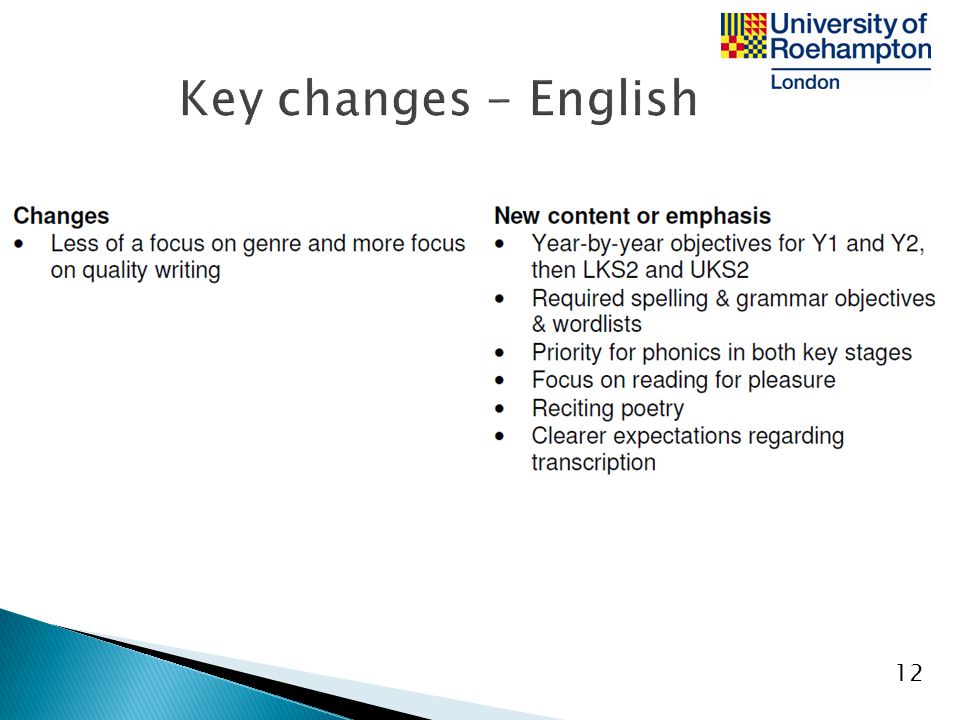 Key changes - English