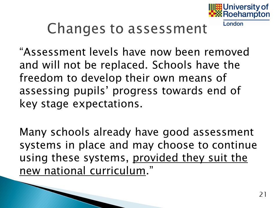 Changes to assessment