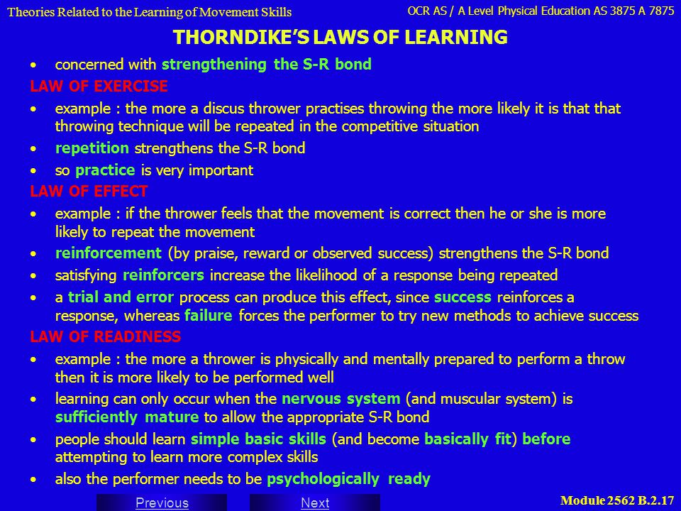 thorndikes theory of learning was called