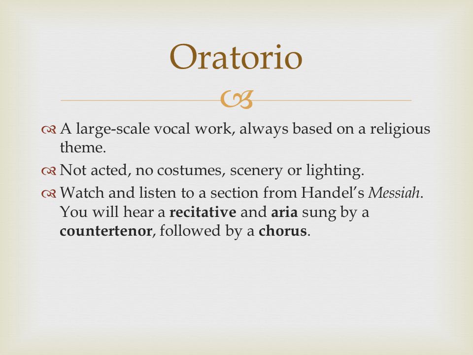 compare and contrast oratorio and opera