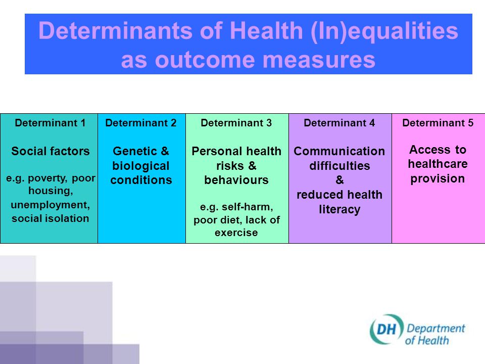 Determinants of Health (In)equalities as outcome measures