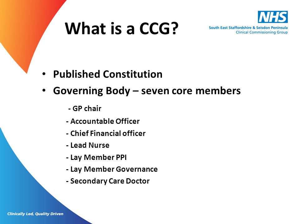 What is a CCG Published Constitution