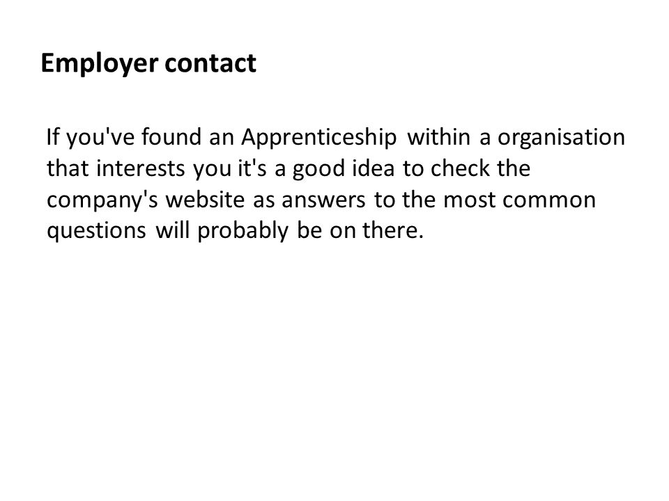 Employer contact
