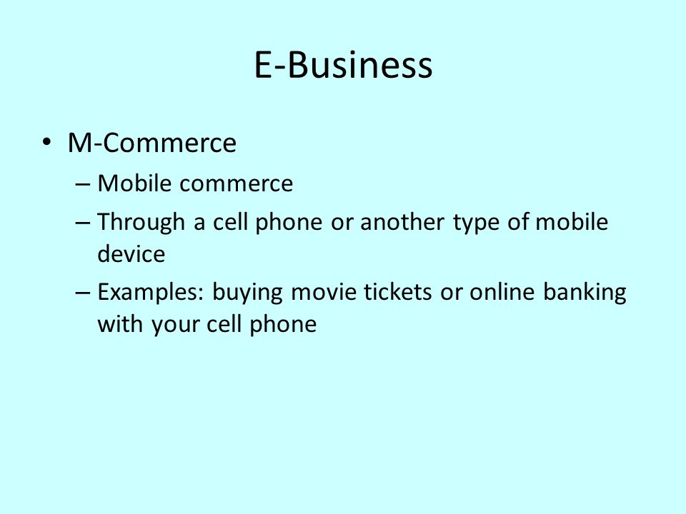 E-Business M-Commerce Mobile commerce