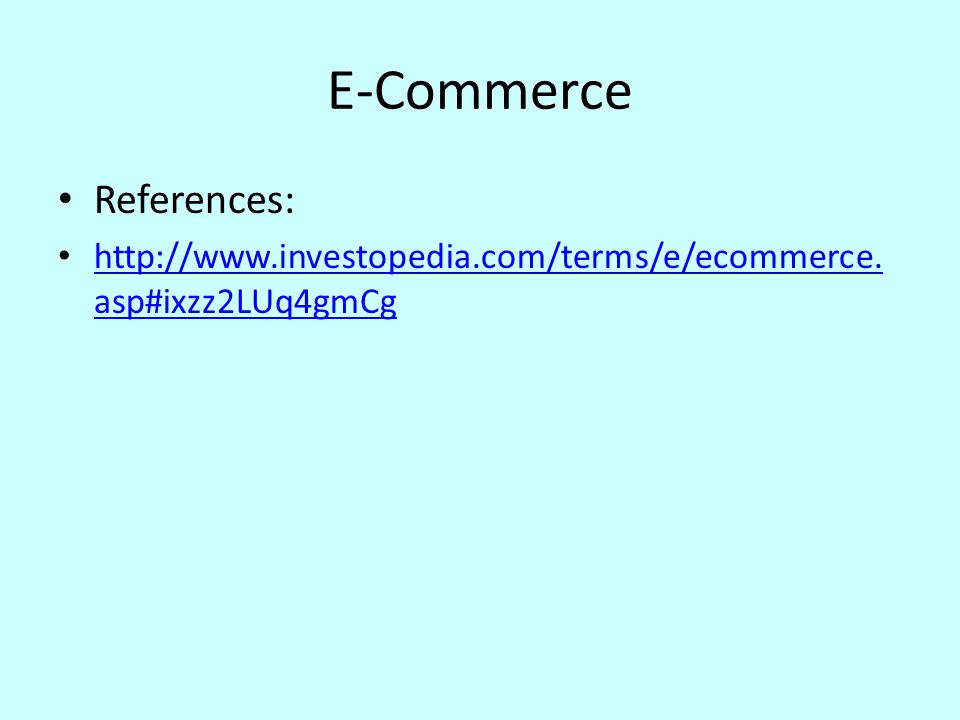 E-Commerce References: