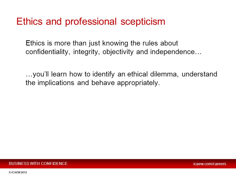 Ethics and professional scepticism