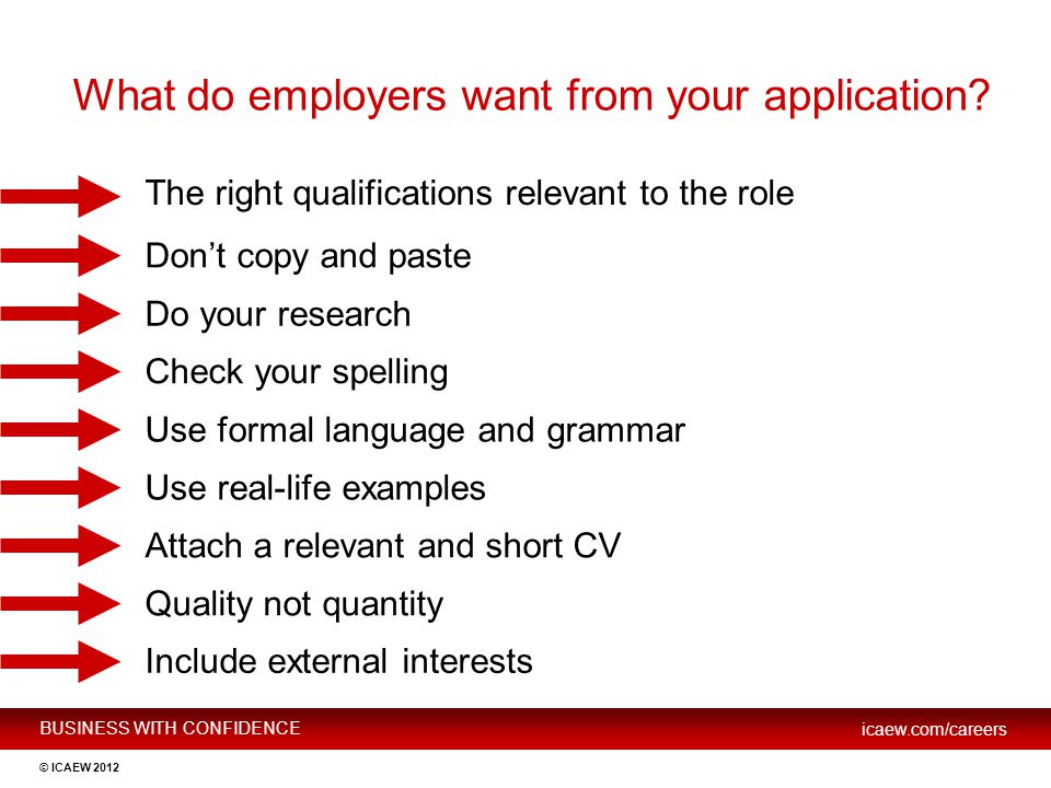 What do employers want from your application