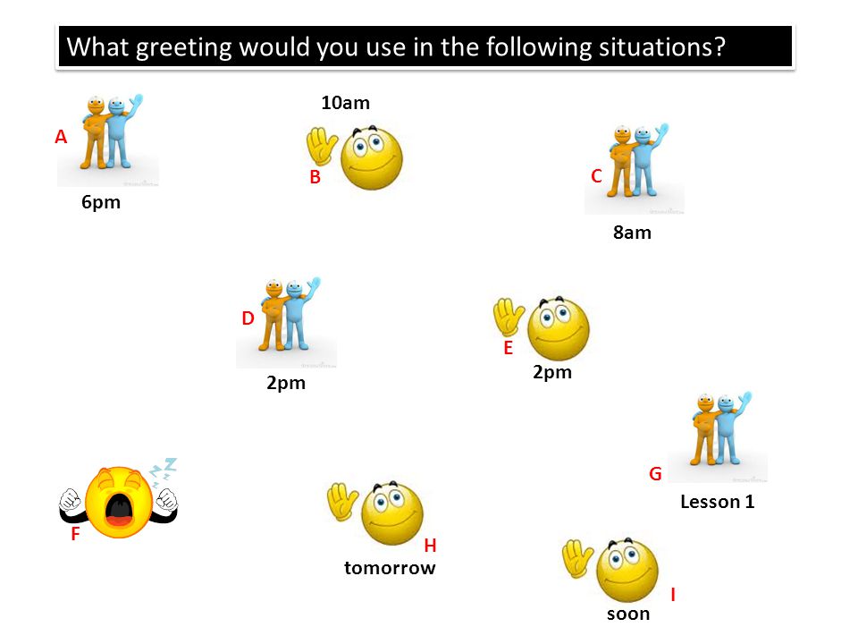 What greeting would you use in the following situations
