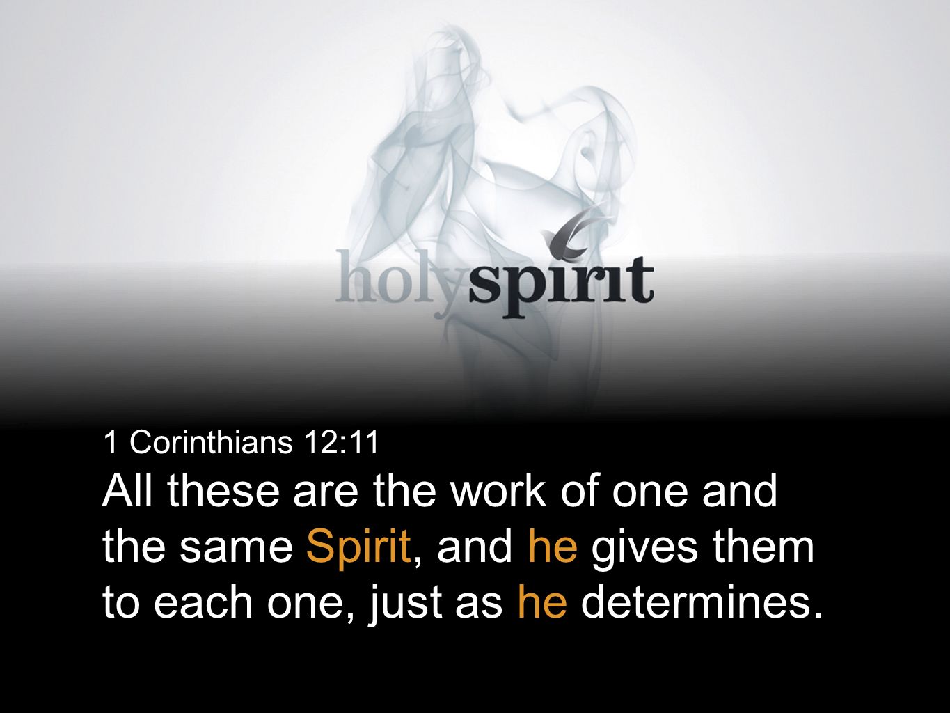 1 Corinthians 12:11 All these are the work of one and the same Spirit, and he gives them to each one, just as he determines.