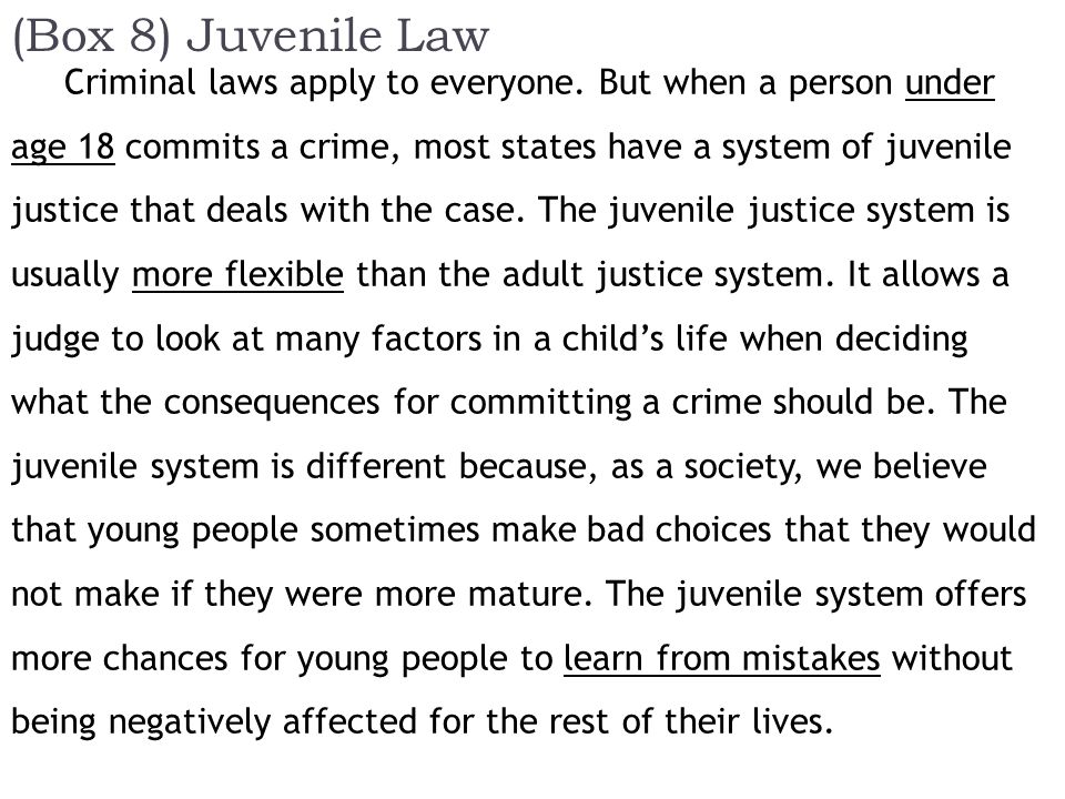 (Box 8) Juvenile Law