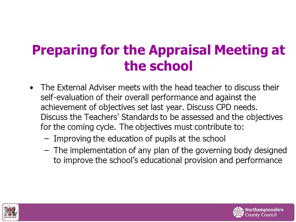 Preparing for the Appraisal Meeting at the school