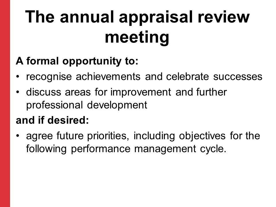 The annual appraisal review meeting