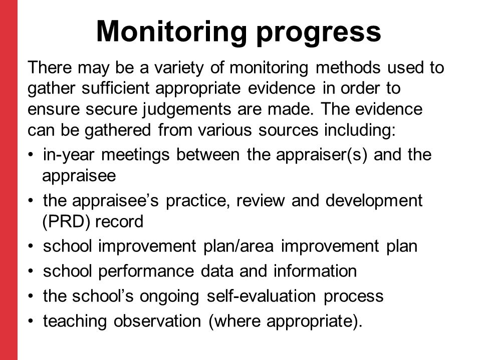 Monitoring progress