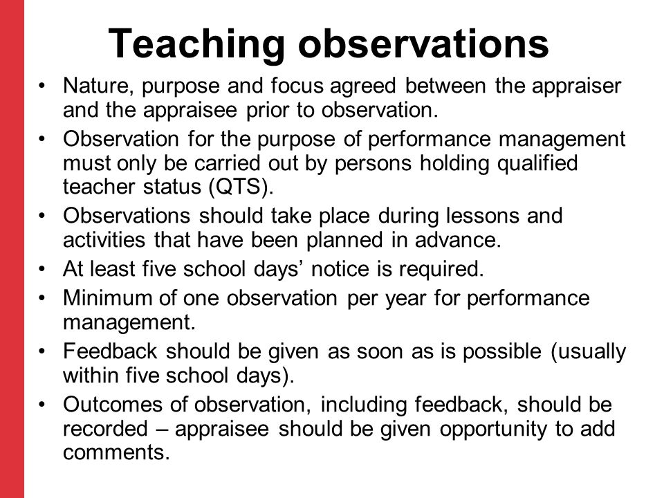 Teaching observations