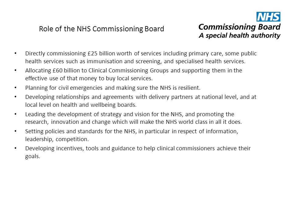Role of the NHS Commissioning Board
