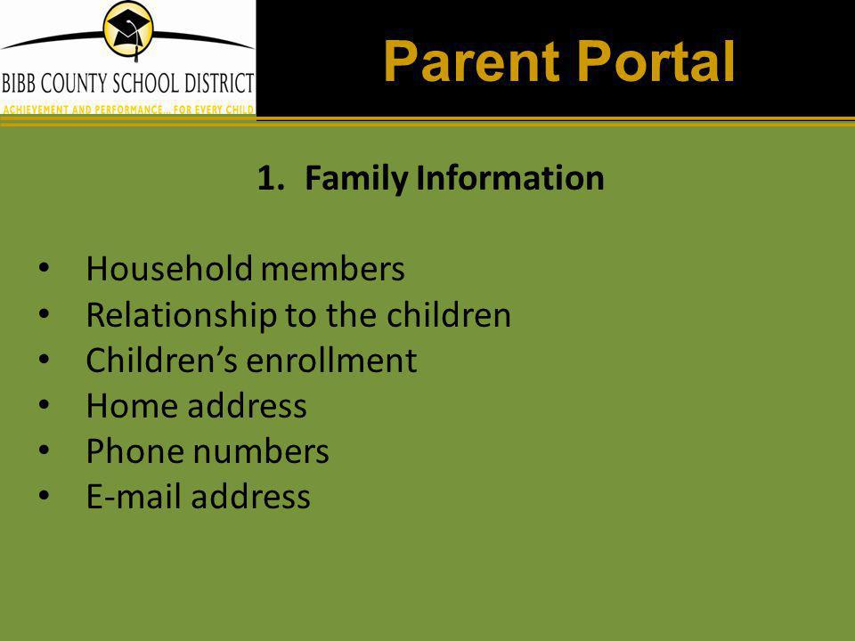 Parent Portal Family Information Household members