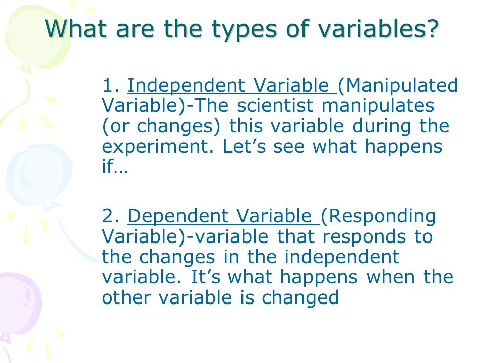 What are the types of variables