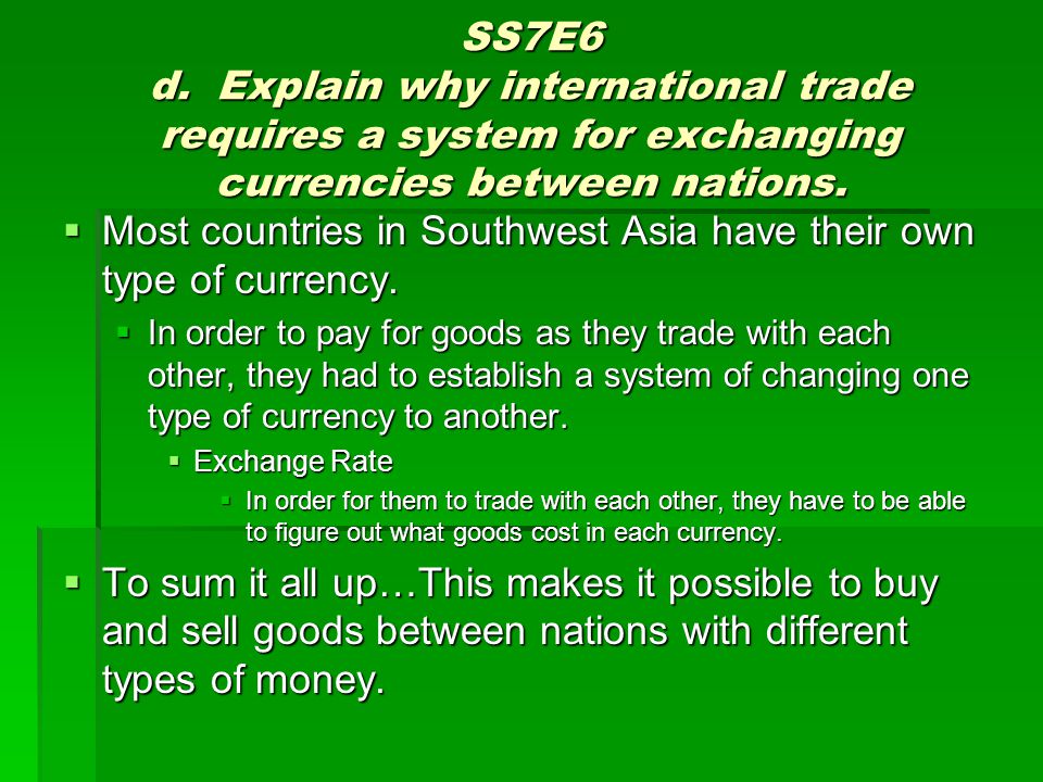 Most countries in Southwest Asia have their own type of currency.