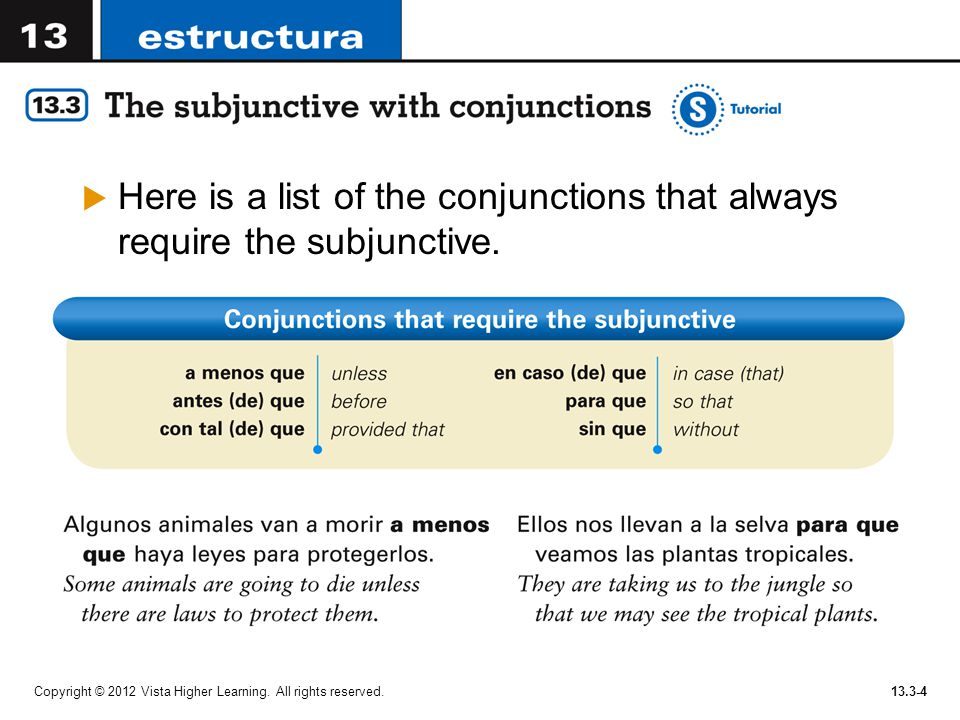 Here is a list of the conjunctions that always require the subjunctive.