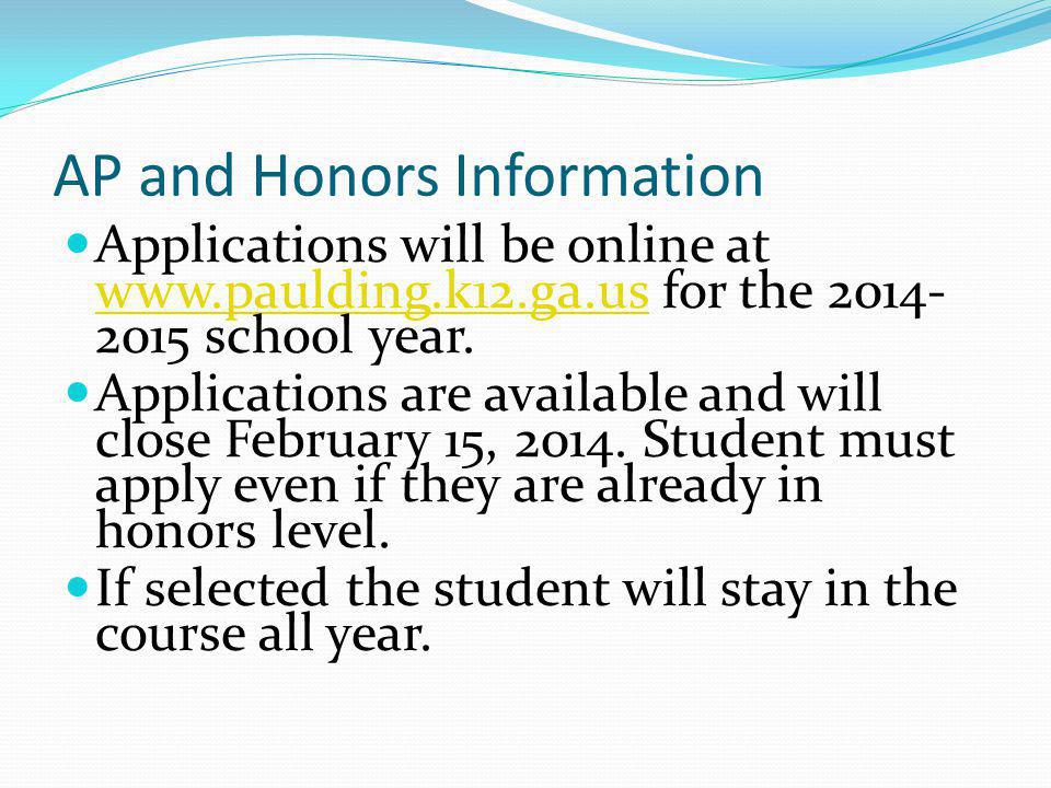 AP and Honors Information