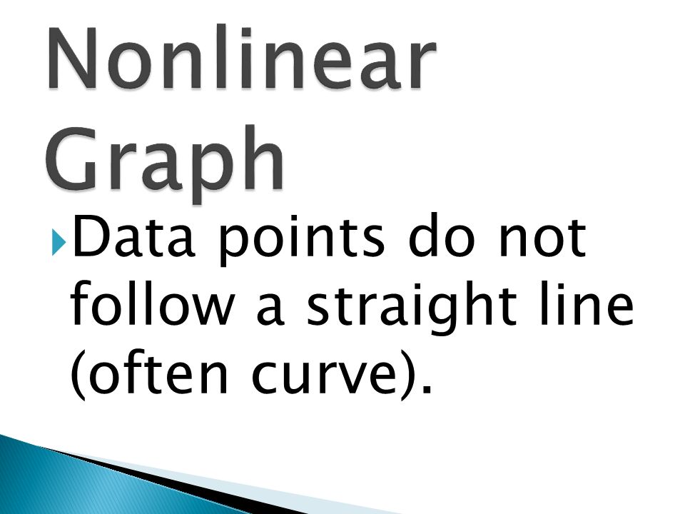Nonlinear Graph Data points do not follow a straight line (often curve).