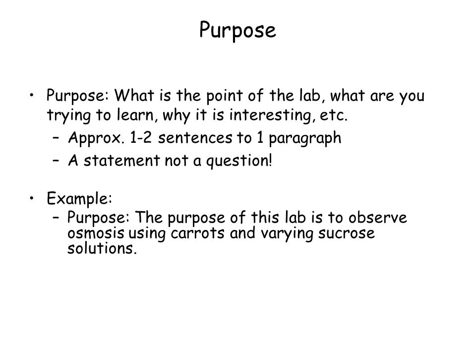 how to write a purpose statement for a lab