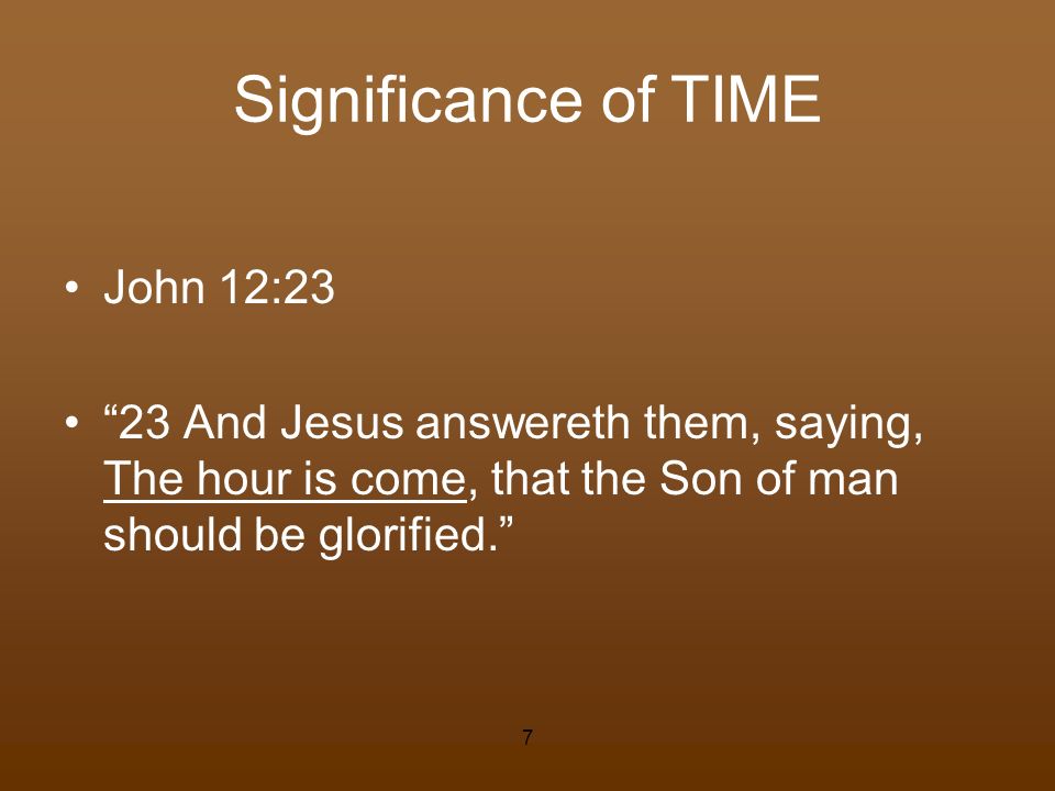 Significance of TIME John 12:23