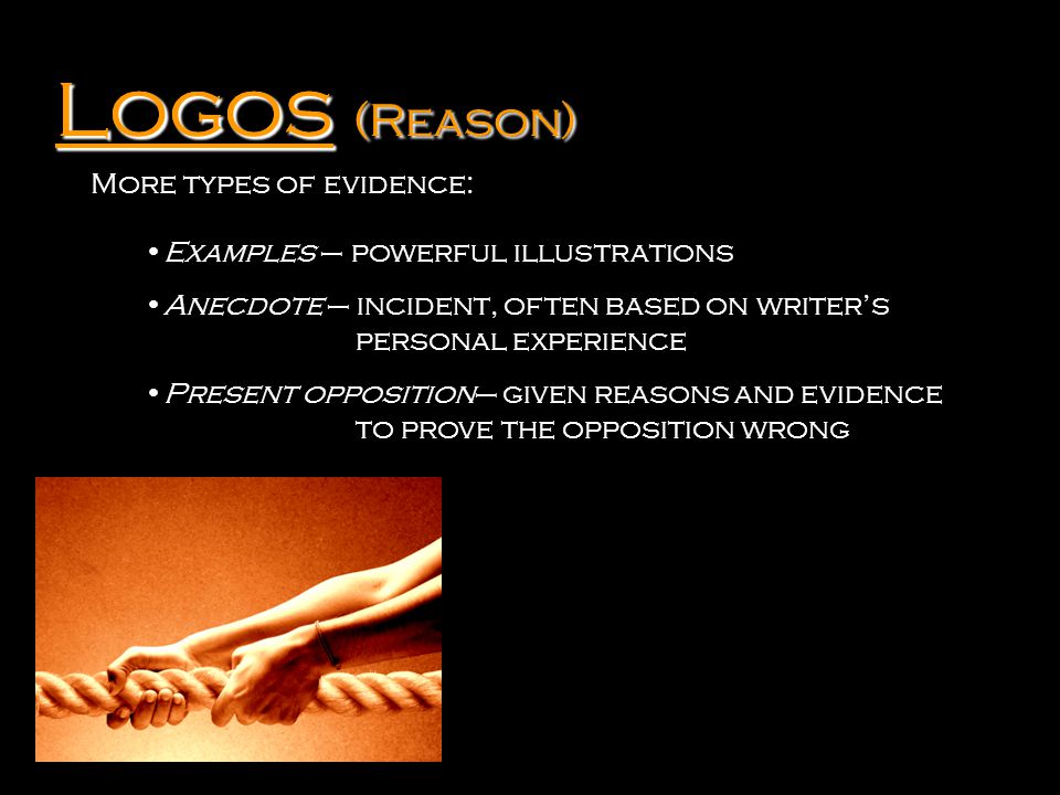 Logos Logos (Reason) More types of evidence: