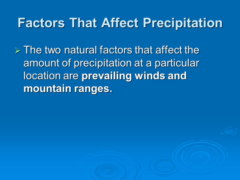 Factors That Affect Precipitation