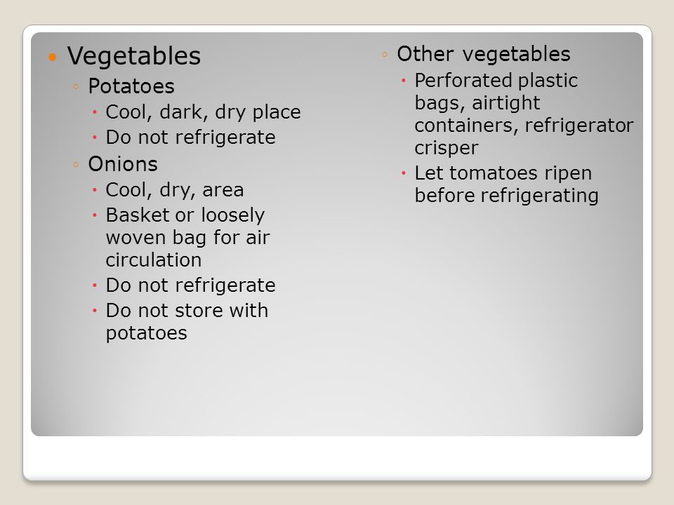 Vegetables Other vegetables Potatoes Onions