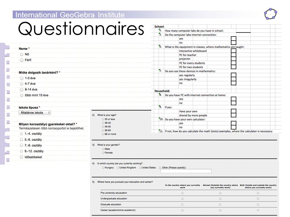 Questionnaires It was