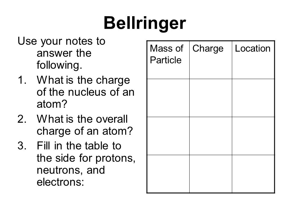 Bellringer Use your notes to answer the following.