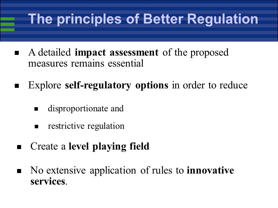 The principles of Better Regulation