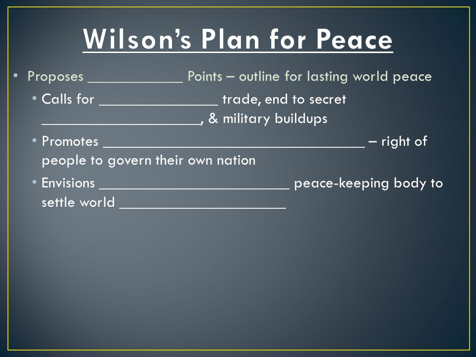 Wilson’s Plan for Peace