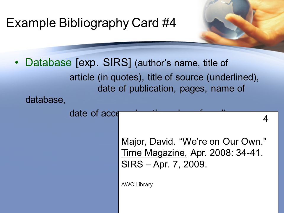 Example Bibliography Card #4