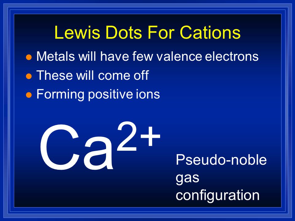 Ca2+ Lewis Dots For Cations Pseudo-noble gas configuration