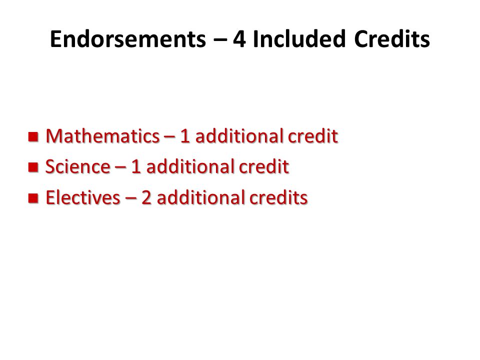 Endorsements – 4 Included Credits