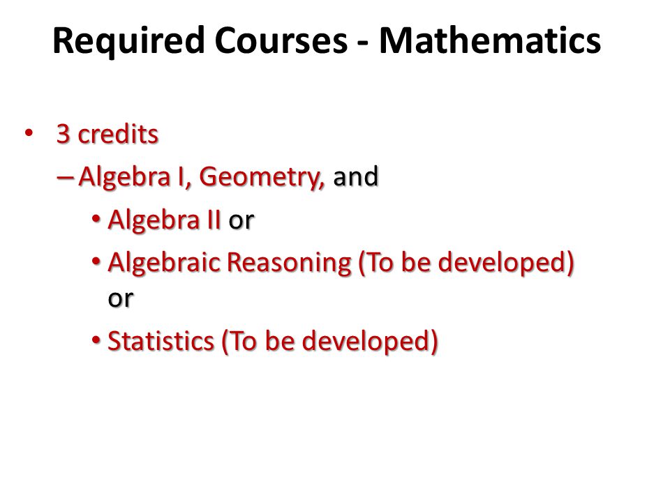 Required Courses - Mathematics