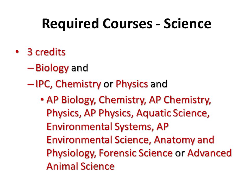Required Courses - Science