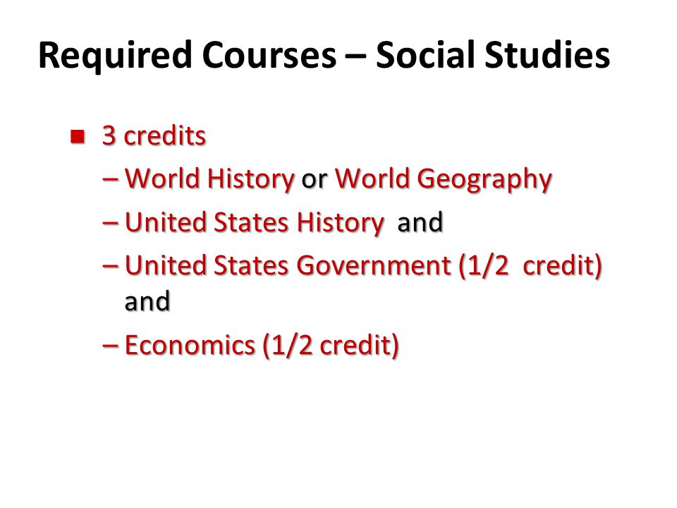 Required Courses – Social Studies