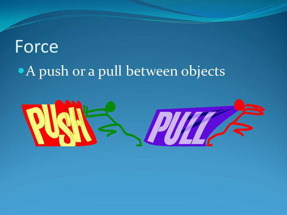 Force A push or a pull between objects