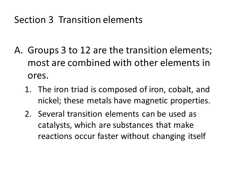 Section 3 Transition elements