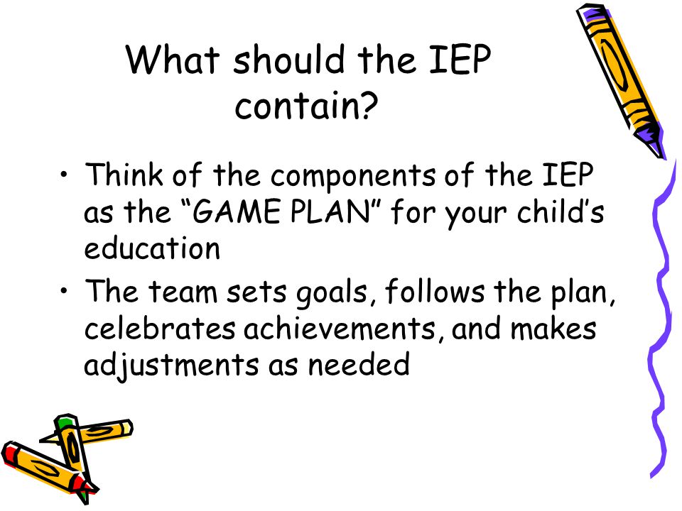 What should the IEP contain