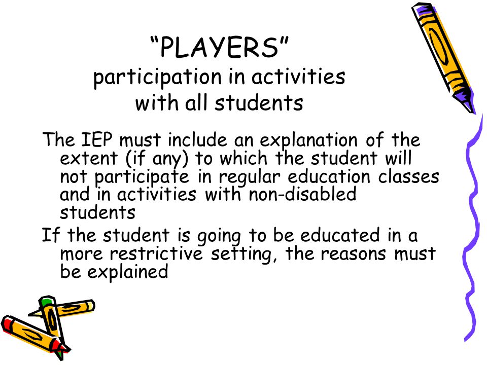 PLAYERS participation in activities with all students
