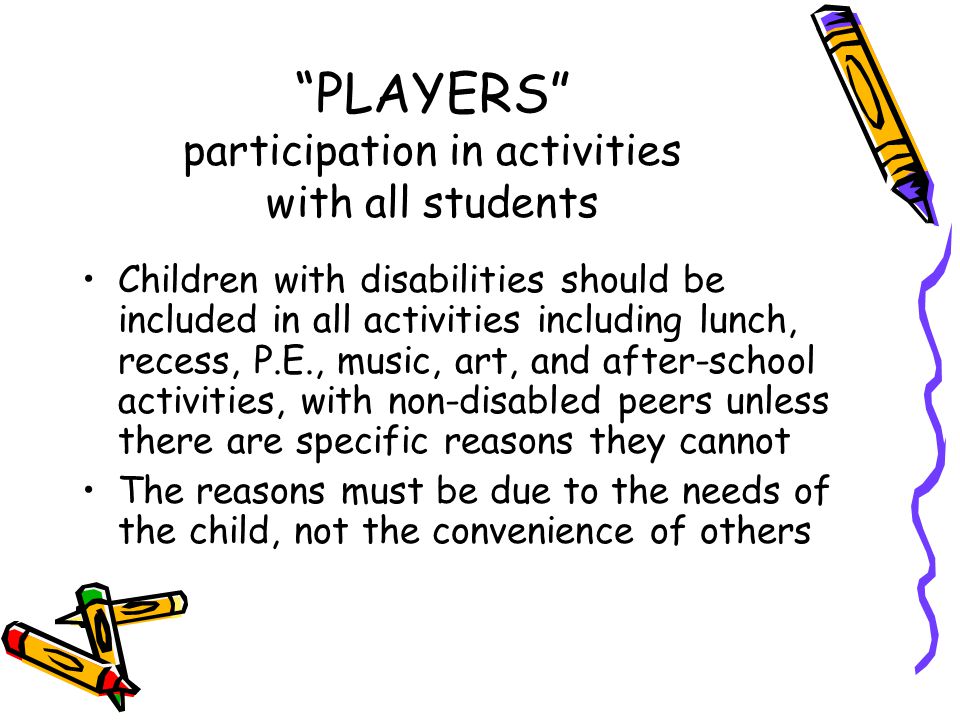 PLAYERS participation in activities with all students