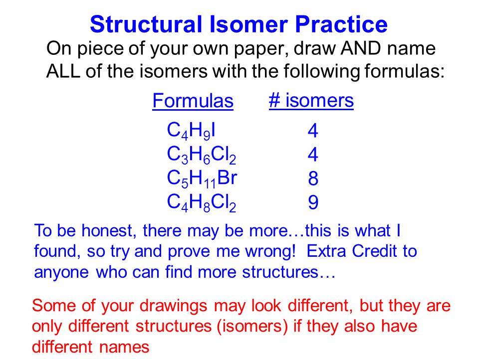Structural Isomer Practice