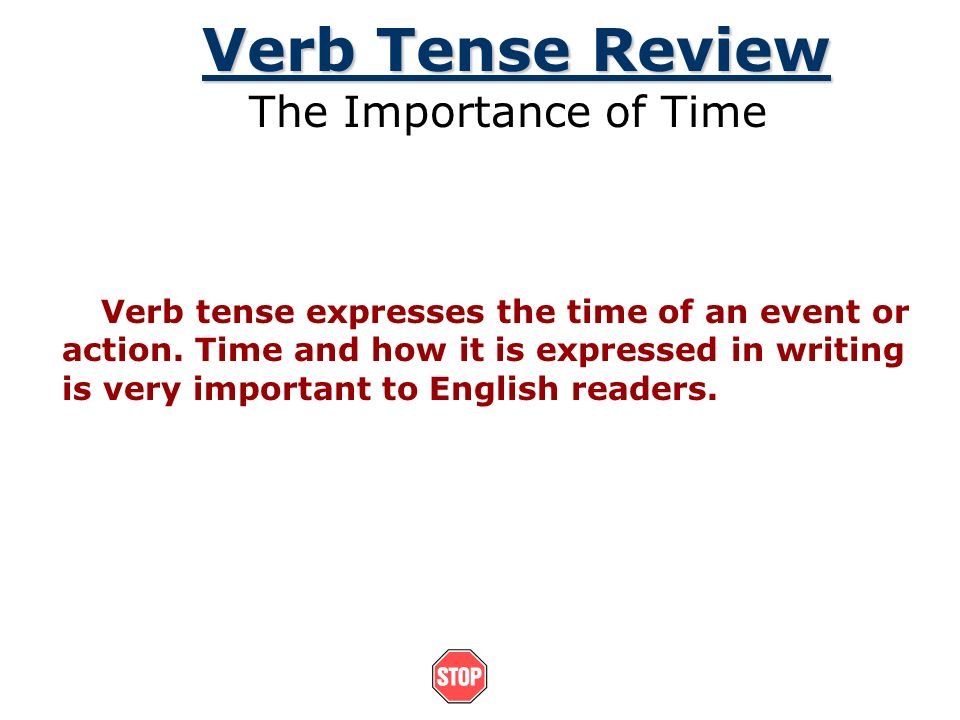 Verb Tense Review The Importance of Time