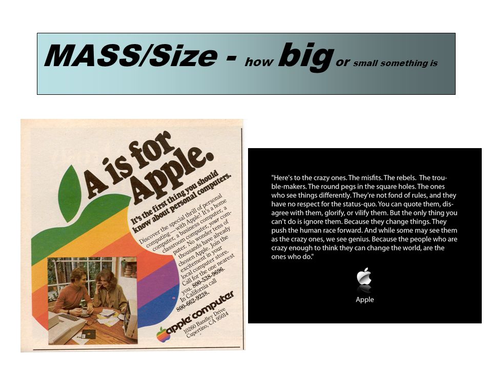 MASS/Size - how big or small something is