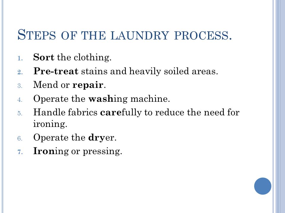 Steps of the laundry process.